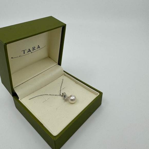Tara Cultured Pearl and Diamond Pendant Necklace on 14k White Gold Chain - Picture 2 of 7
